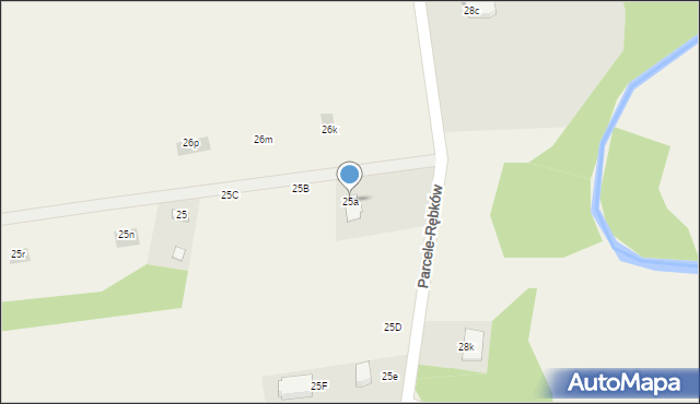 Parcele-Rębków, Parcele-Rębków, 25a, mapa Parcele-Rębków