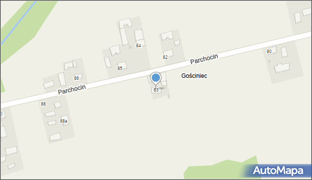 Parchocin, Parchocin, 83, mapa Parchocin