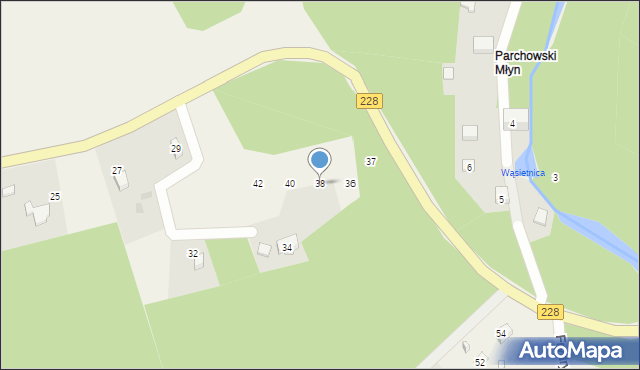 Parchowo, Parchowski Młyn, 38, mapa Parchowo