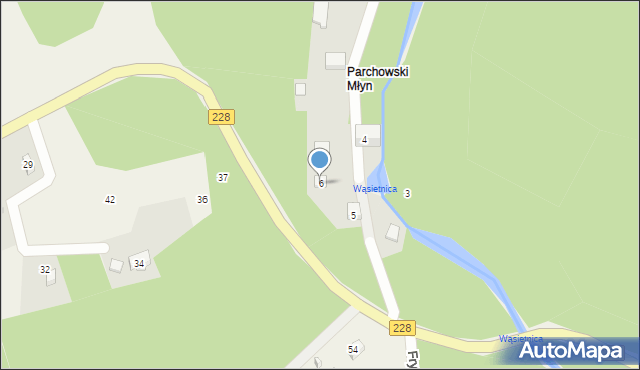 Parchowo, Parchowski Młyn, 6, mapa Parchowo