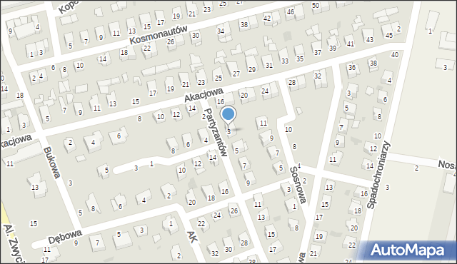 Parczew, Partyzantów, 3, mapa Parczew