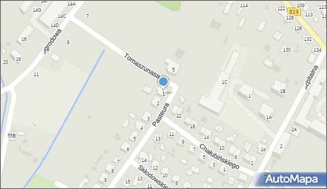 Parczew, Pasteura, 1, mapa Parczew