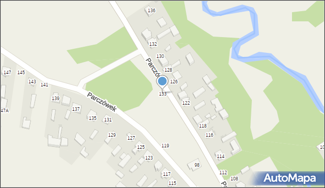 Parczówek, Parczówek, 133, mapa Parczówek