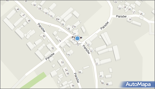 Parsów, Parsów, 72, mapa Parsów