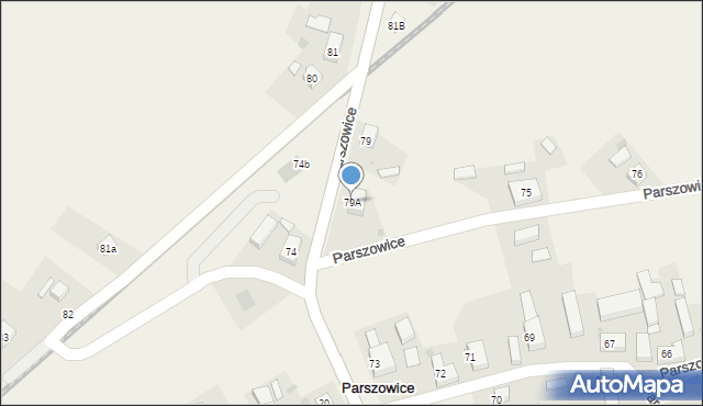 Parszowice, Parszowice, 79A, mapa Parszowice