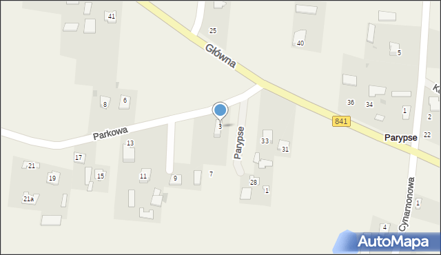 Parypse, Parkowa, 3, mapa Parypse