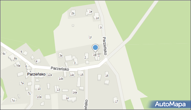 Parzeńsko, Parzeńsko, 1B, mapa Parzeńsko