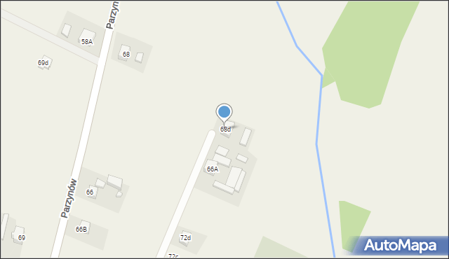Parzynów, Parzynów, 68d, mapa Parzynów