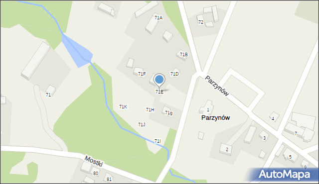 Parzynów, Parzynów, 71E, mapa Parzynów