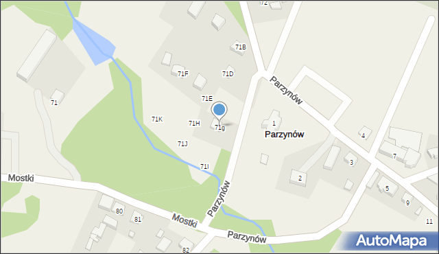 Parzynów, Parzynów, 71g, mapa Parzynów