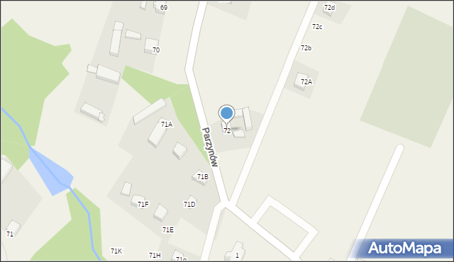Parzynów, Parzynów, 72, mapa Parzynów