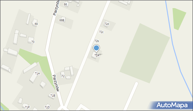 Parzynów, Parzynów, 72A, mapa Parzynów