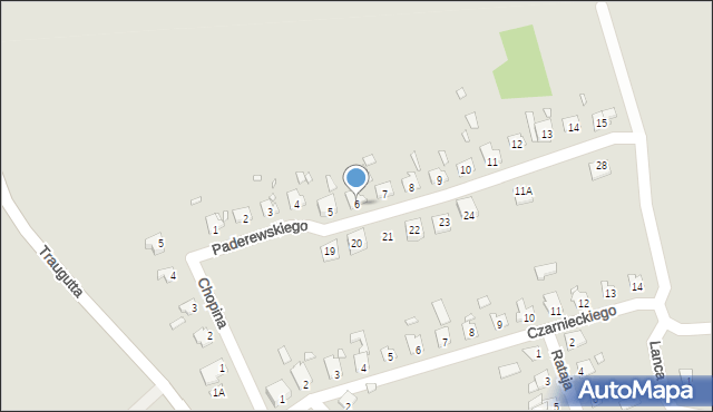 Pasłęk, Paderewskiego Ignacego Jana, 6, mapa Pasłęk