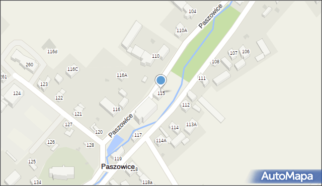 Paszowice, Paszowice, 115, mapa Paszowice