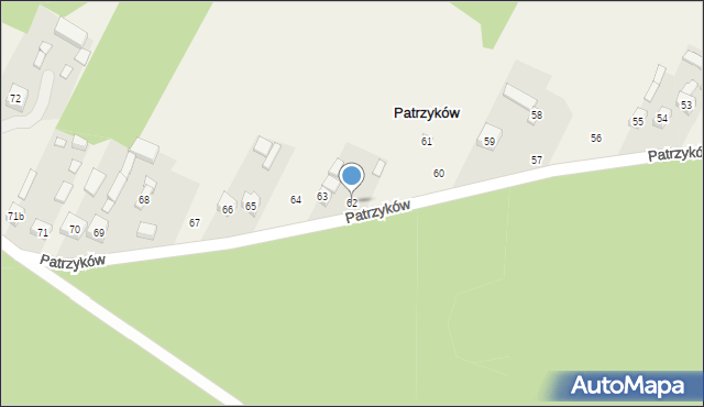 Patrzyków, Patrzyków, 62, mapa Patrzyków