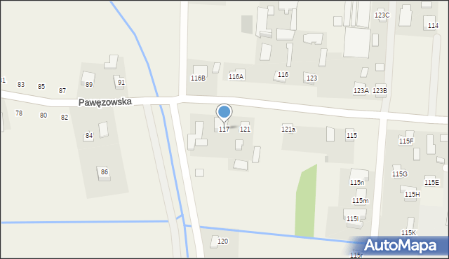 Pawęzów, Pawęzów, 117, mapa Pawęzów