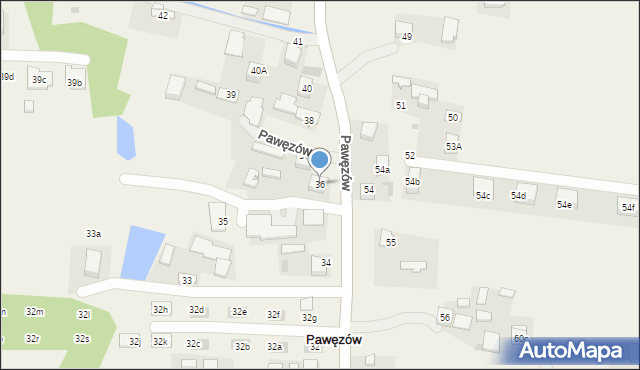 Pawęzów, Pawęzów, 36, mapa Pawęzów