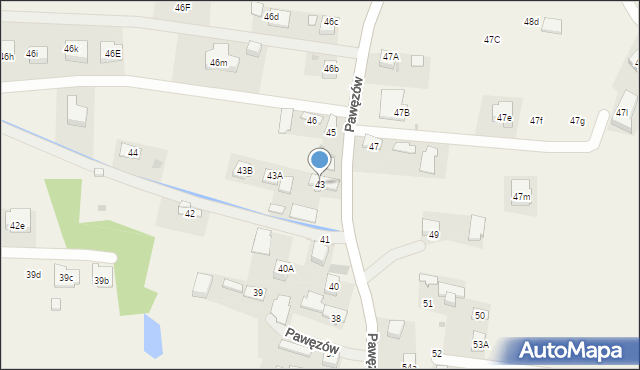 Pawęzów, Pawęzów, 43, mapa Pawęzów