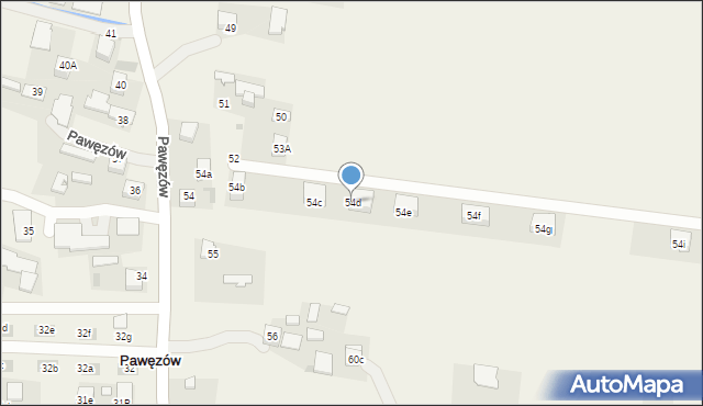 Pawęzów, Pawęzów, 54d, mapa Pawęzów
