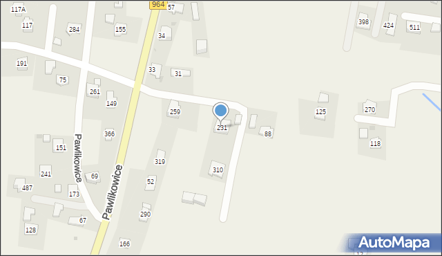 Pawlikowice, Pawlikowice, 231, mapa Pawlikowice