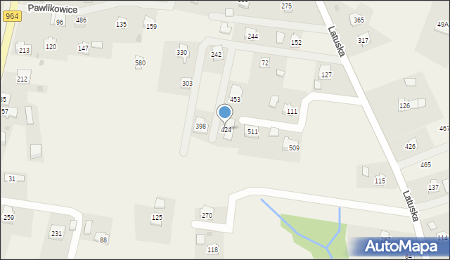 Pawlikowice, Pawlikowice, 424, mapa Pawlikowice