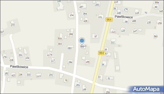 Pawlikowice, Pawlikowice, 500, mapa Pawlikowice
