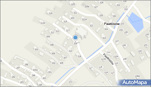 Pawłosiów, Pawłosiów, 314, mapa Pawłosiów