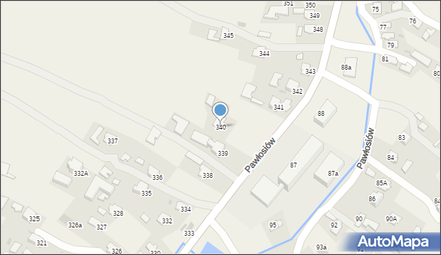 Pawłosiów, Pawłosiów, 340, mapa Pawłosiów