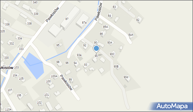 Pawłosiów, Pawłosiów, 91, mapa Pawłosiów