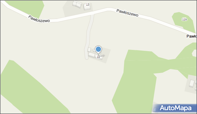 Pawłoszewo, Pawłoszewo, 12, mapa Pawłoszewo