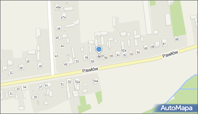 Pawłów, Pawłów, 58, mapa Pawłów