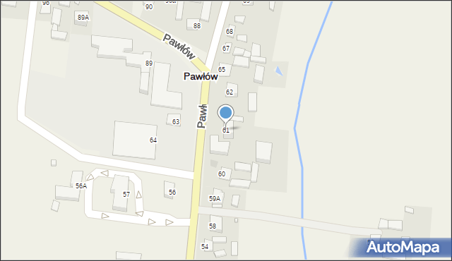 Pawłów, Pawłów, 61, mapa Pawłów