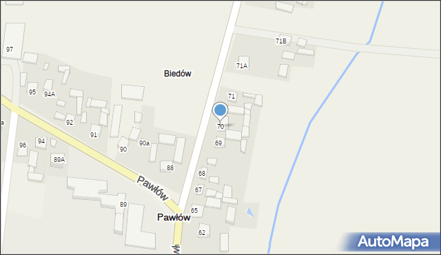 Pawłów, Pawłów, 70, mapa Pawłów