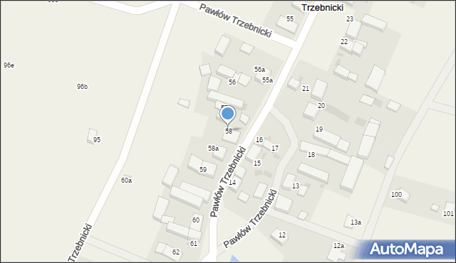 Pawłów Trzebnicki, Pawłów Trzebnicki, 58, mapa Pawłów Trzebnicki