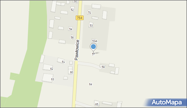 Pawłowice, Pawłowice, 57, mapa Pawłowice
