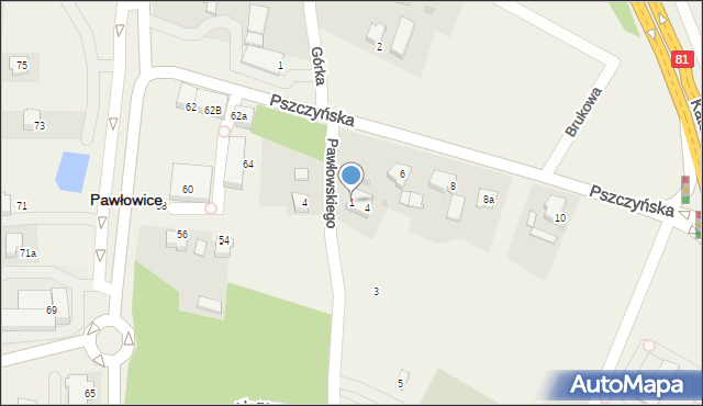 Pawłowice, Pawłowskiego, bp., 1, mapa Pawłowice