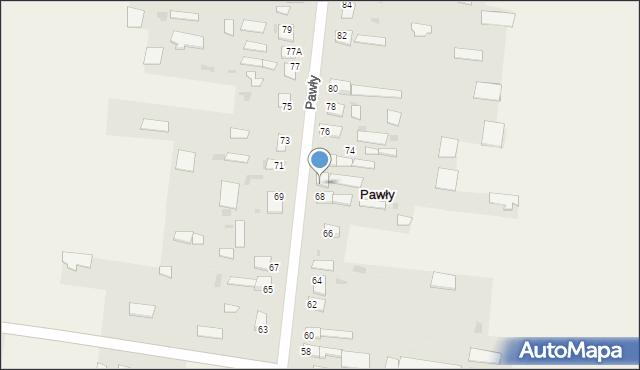 Pawły, Pawły, 70, mapa Pawły