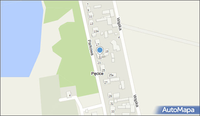 Pęcice, Parkowa, 21, mapa Pęcice