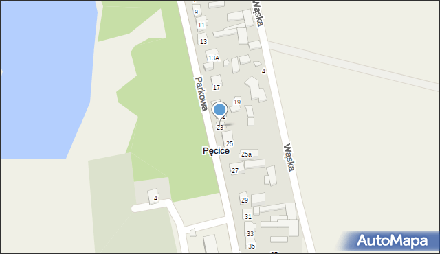 Pęcice, Parkowa, 23, mapa Pęcice