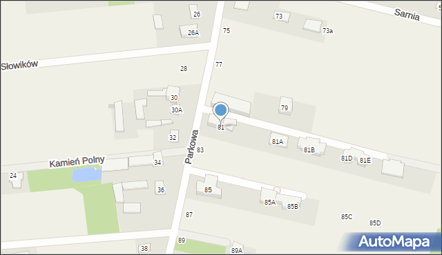 Pęcice, Parkowa, 81, mapa Pęcice