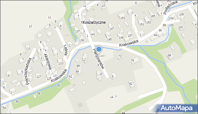 Pewel Ślemieńska, Partyzantów, 1, mapa Pewel Ślemieńska