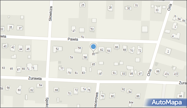 Piaseczna Górka, Pawia, 60, mapa Piaseczna Górka