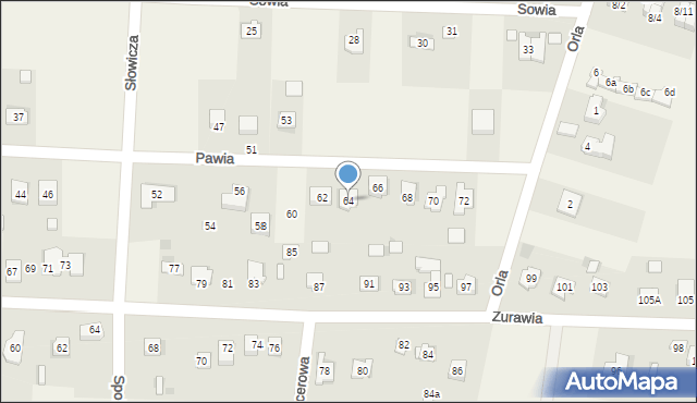 Piaseczna Górka, Pawia, 64, mapa Piaseczna Górka