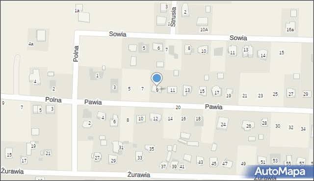 Piaseczna Górka, Pawia, 9, mapa Piaseczna Górka