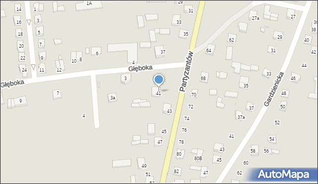 Piaski, Partyzantów, 41, mapa Piaski