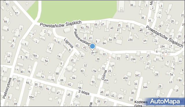 Piekary Śląskie, Paderewskiego Ignacego Jana, 37, mapa Piekary Śląskie