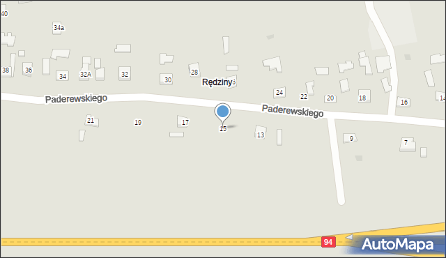 Pilzno, Paderewskiego Ignacego Jana, 15, mapa Pilzno