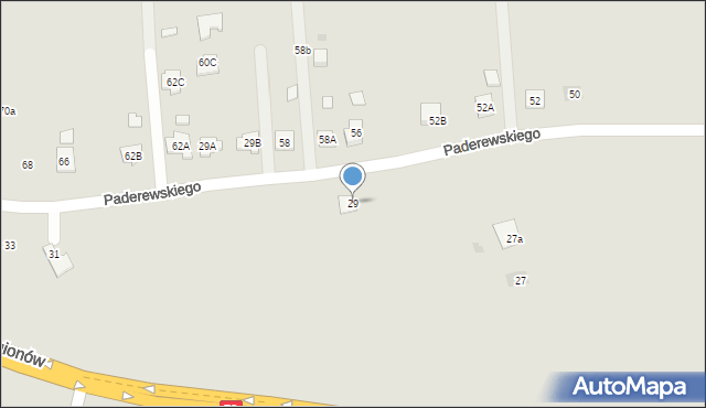 Pilzno, Paderewskiego Ignacego Jana, 29, mapa Pilzno