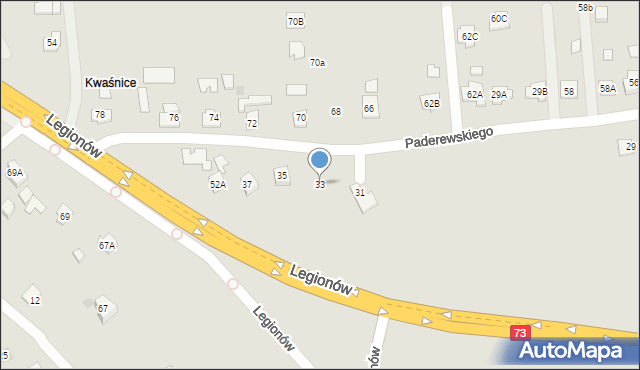 Pilzno, Paderewskiego Ignacego Jana, 33, mapa Pilzno