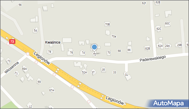 Pilzno, Paderewskiego Ignacego Jana, 72, mapa Pilzno